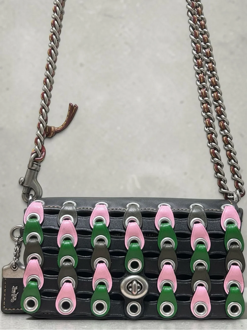 COACH 1941 Dinkier Glovetanned Leather Color Block Links Convertible Strap